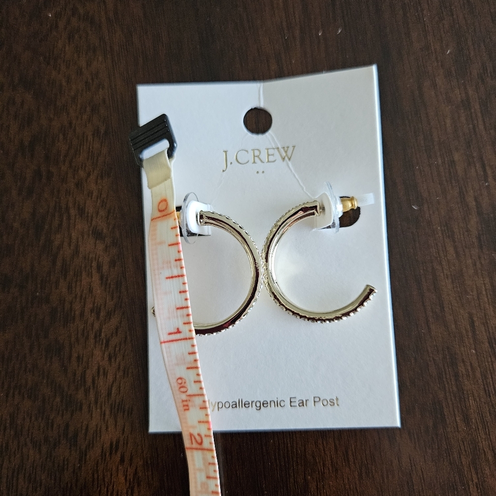 J.Crew Pave Double Hoop Earrings, Gold - Picture 5 of 5